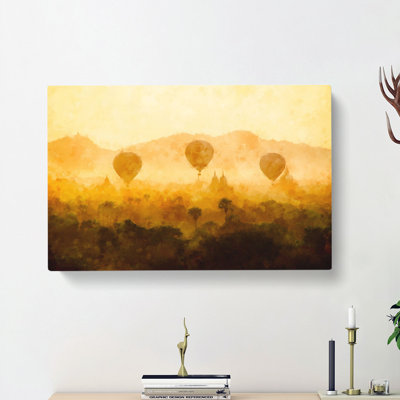 Hot Air Balloons over Myanmar - Wrapped Canvas Painting Print
