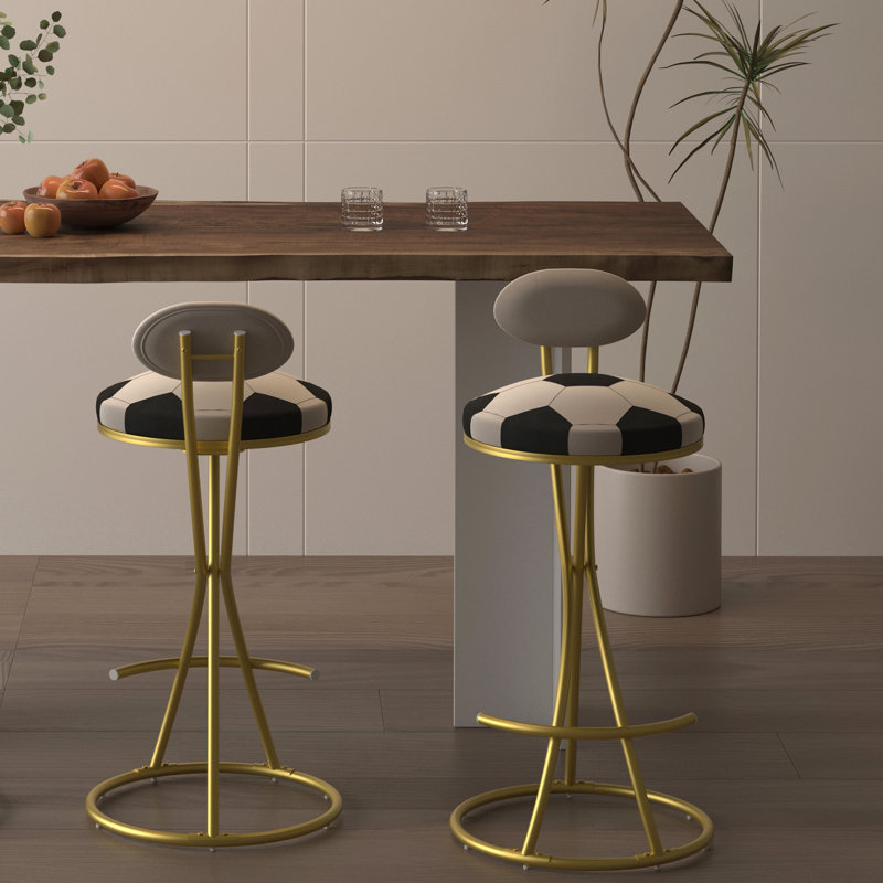Upholstered Bar Stools Set Of 2 Striped Counter Height Barstools Modern Velvet Dining Chairs For Kitchen Island, Living Room