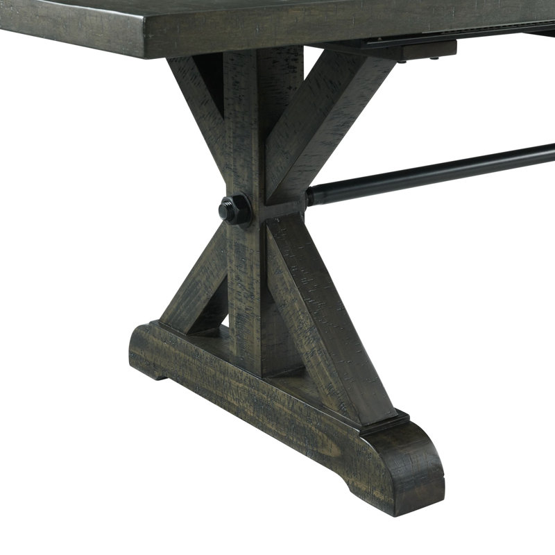Ensemble repas 5 pièces Sunset Trading Trestle | Table extensible 96 po rectangulaire | 4 chaises d'appoint rembourrées | Bois gris vieilli | 8 sièges