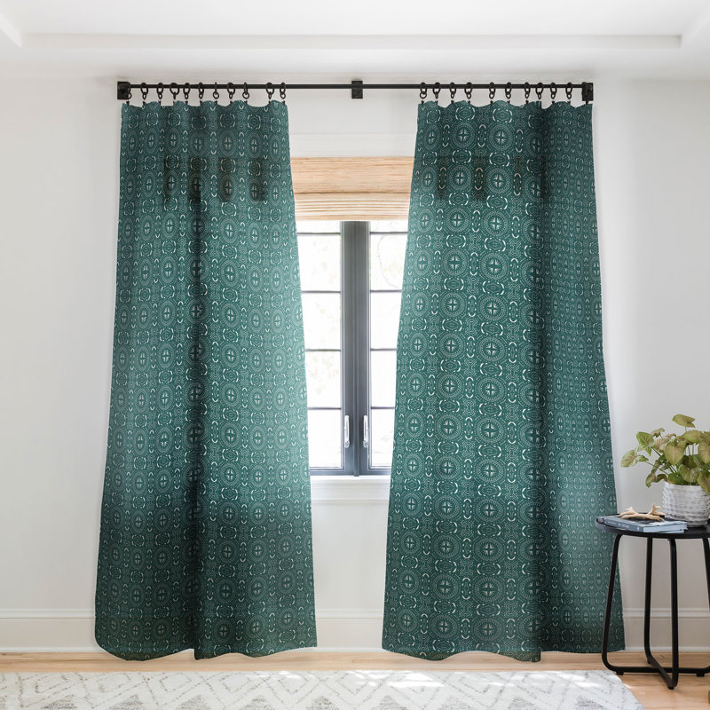 Ladbrooke Holli Zollinger Mandala Tile Light 1pc Sheer Window Curtain Panel, Green