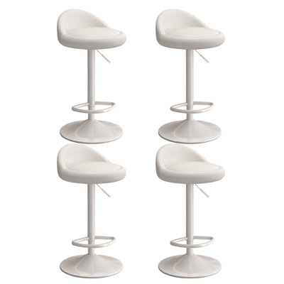 Swivel Upholstered Faux Leather Bar Stool with Steel Frame