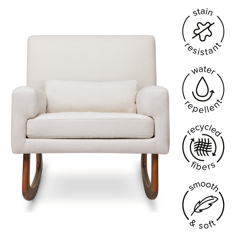 Sleepytime Rocking Chair, Walnut, White Polyester