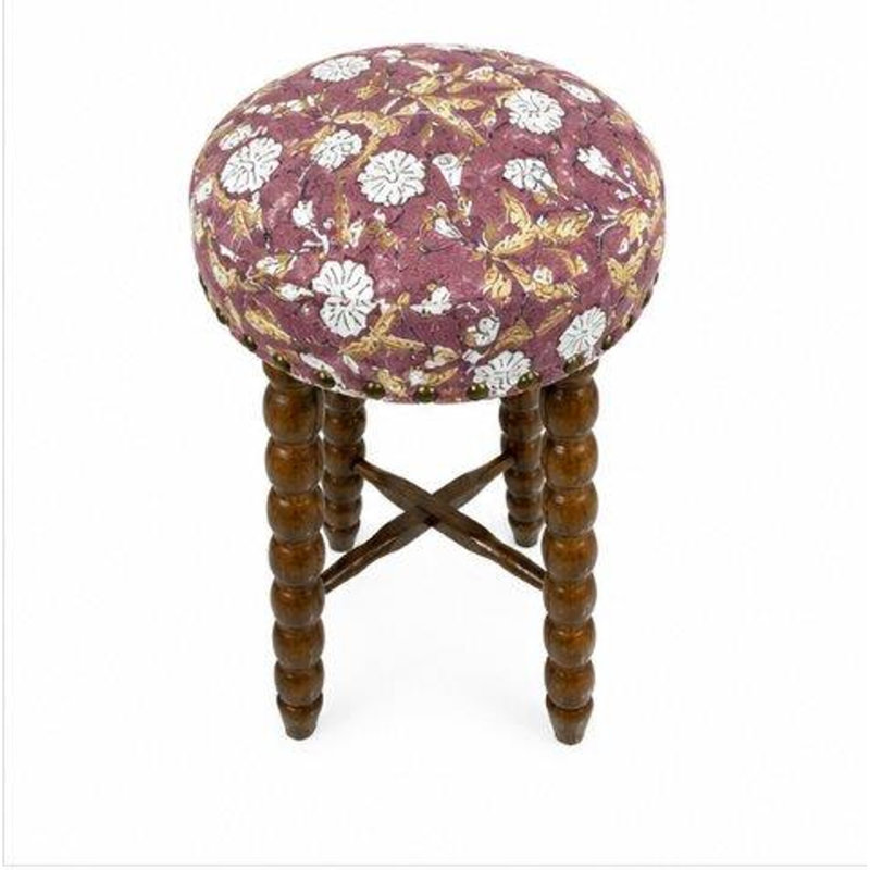 Tabouret de bar rembourré avec cadre en bois d'acacia massif Spindle