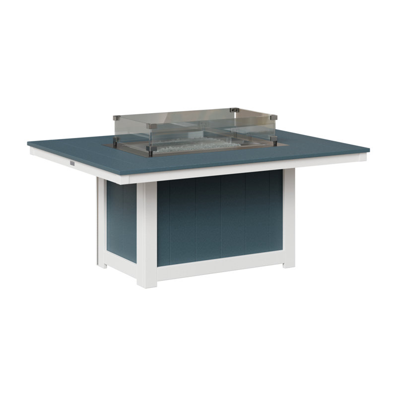 Berlin Gardens Donoma Rectangular Fire Pit Table, Slate Top with White Base