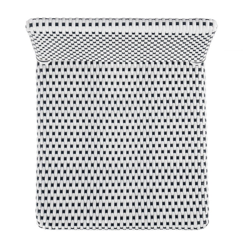 Serienna Blue & White Rattan Low Back Counter Stool, White/Navy Dot, Counter Stool 24" Seat Height