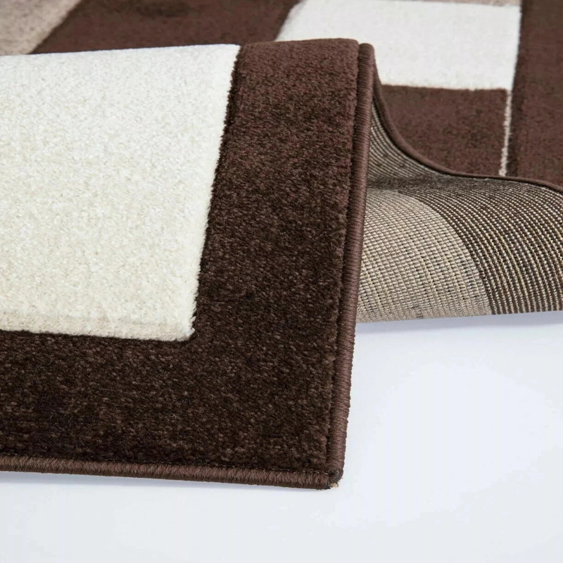 Havana Geometric Brown Beige Large Rugs – Modern Living Room Carpet, Bedroom & Hallway Runner | Soft, Non-Shedding, Stain Resistant Floor Mat