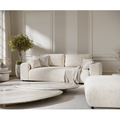 Three-seater square arm sofa