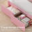 Full LED Bed Frame with Storage Headboard & 2 Storage Drawers, Princess Upholstered Bed with Charging Station & Crystal Button & Crown, Velvet Platform Bed, Curved Legs, Pink-1399461533-1399461532