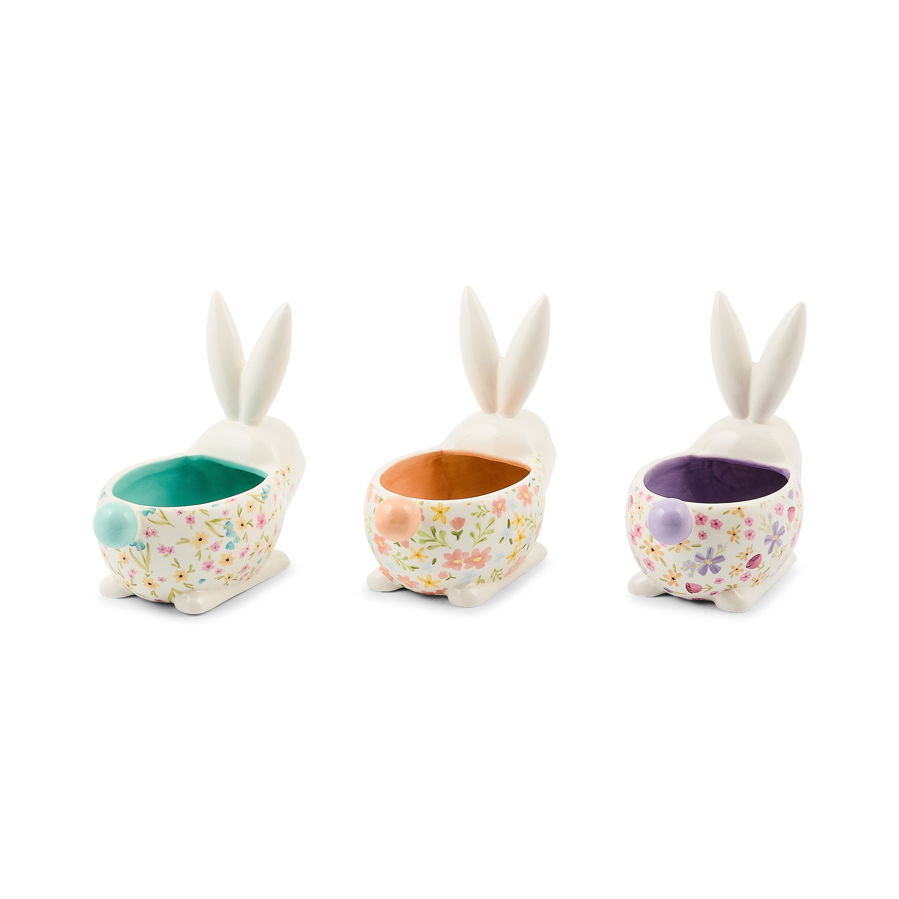 MacKenzie-Childs Posie Patch Ceramic Rabbit Candy Dishes, Set Of 3 ...