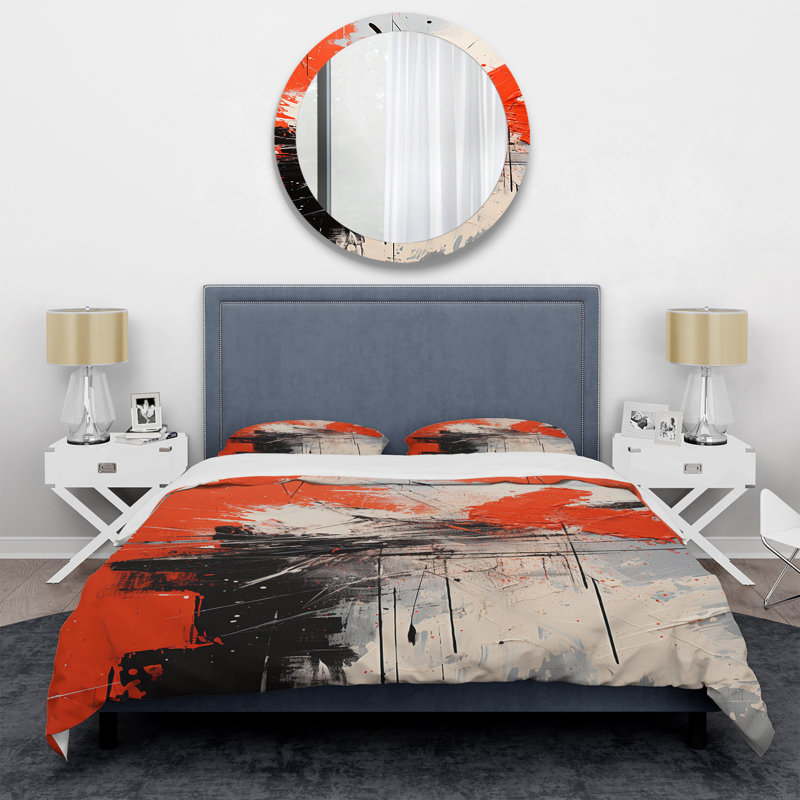 Ensemble de housse de couette Red and White Chaos Unleashed I - Abstract Collages, Housse de couette pour très grand lit