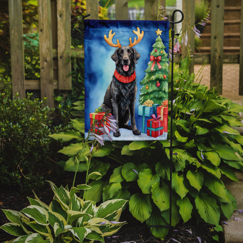 Drapeau de Noël renne de jardin, Retriever à poil frisé