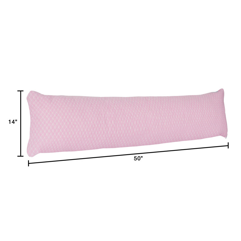 Memory Foam Body Pillow with Hypoallergenic Zippered Protector, Pink