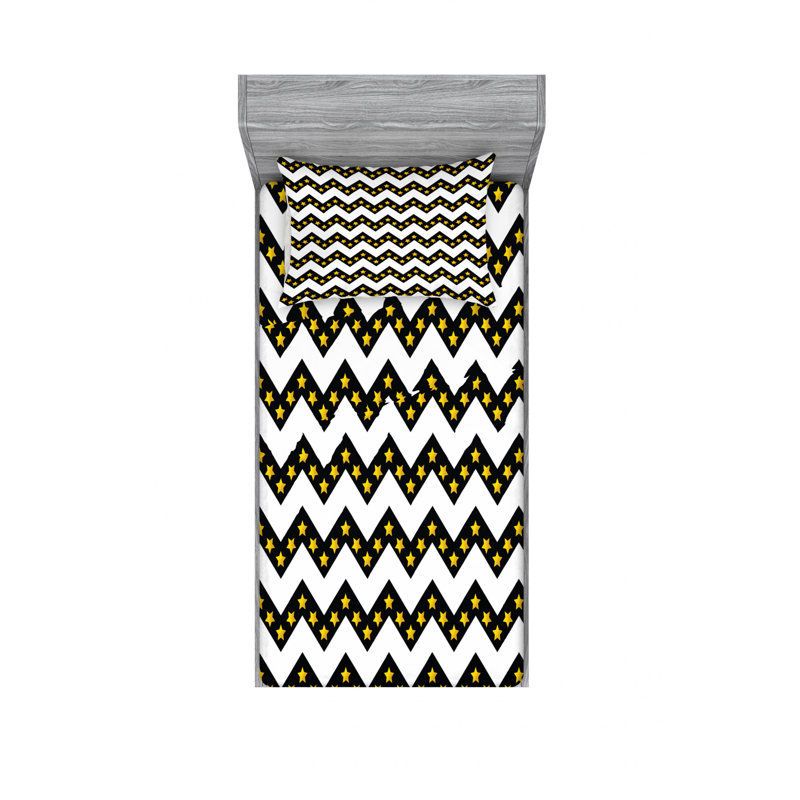 Microfiber Chevron Sheet Set, Twin XL Sheet Set with Fitted Sheet