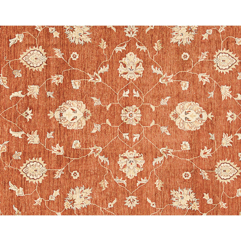 Hand Knotted Wool Area Rug in Rust And Ivory