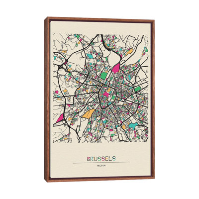 Brussels, Belgium Map 1 Piece Wall Art on Canvas