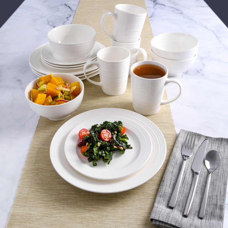 Amelia Court White Porcelain 16-Piece Dinnerware Set