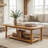 47" Solid Wood Coffee Table, Modern Farmhous Center Table with 2-Tier Storage-1410320532
