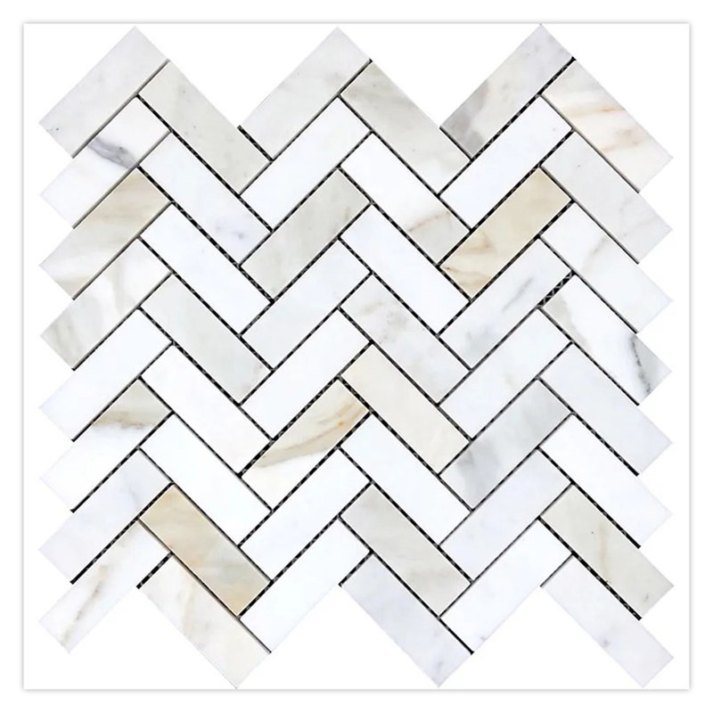Serena 12 x 13 Calacatta Gold Honed Marble Mosaic Herringbone Tile (5.29 Sq Ft/Case) - 5 Pack