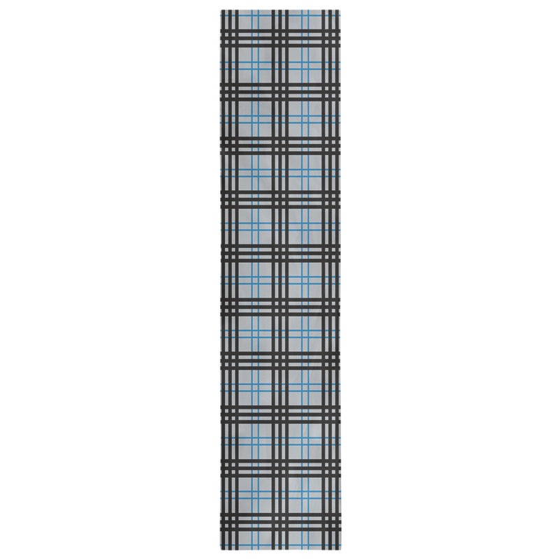 Paid Polyester Table Runner, 72" L x 16" W, Silver/Honolulu Blue/Black