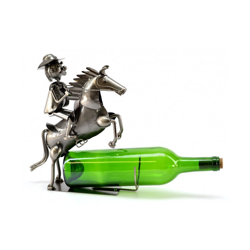 Support à vin de table pour 1 bouteille on cheval Cowboy