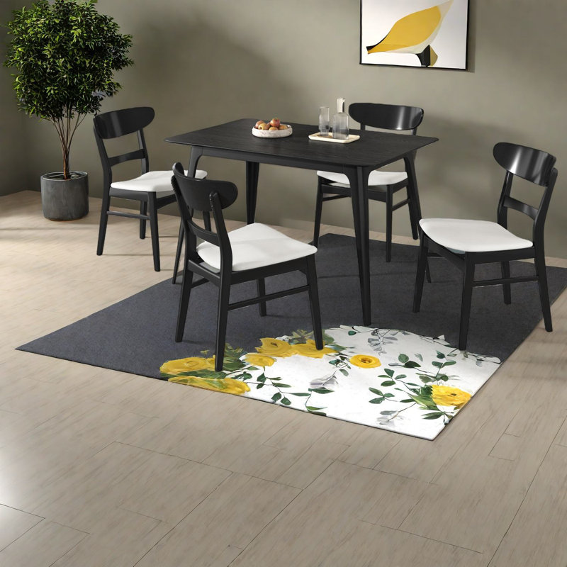 Ensembles de table de salle à manger peu encombrants avec structure en bois d'hévéa, style moderne pour la maison