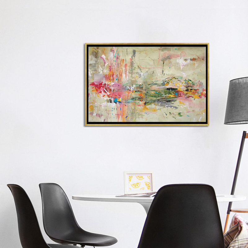 " Fast Track " by Julian Spencer, 40" H x 60" W, Gold, Picture Framed Canvas
