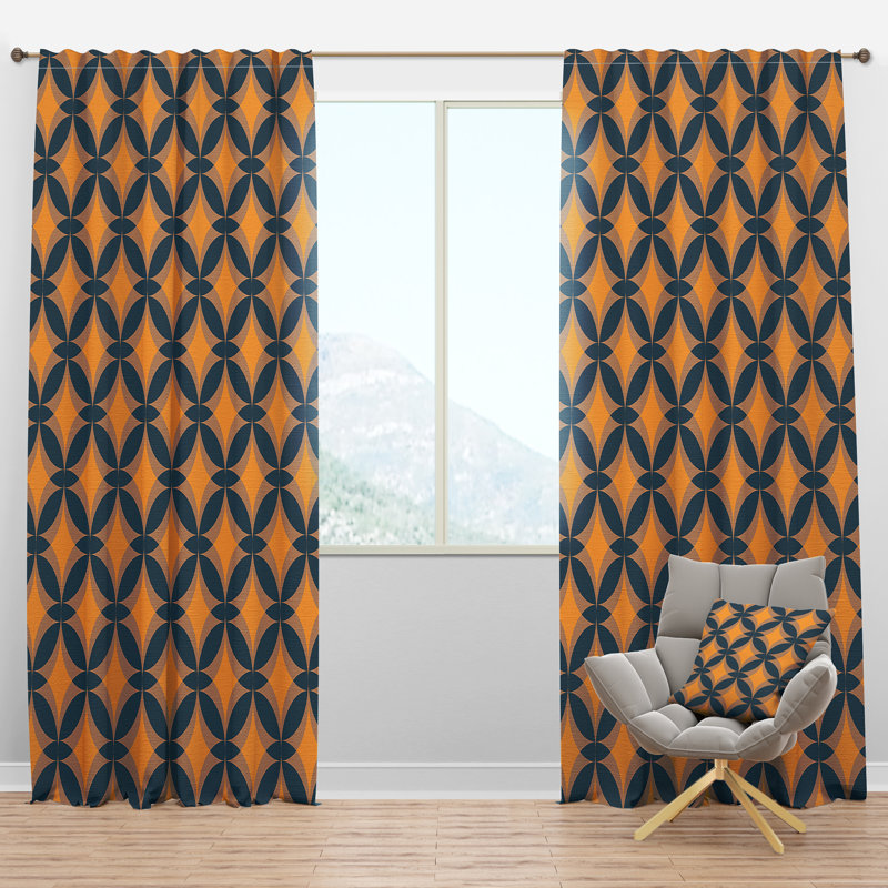 Panneau de rideau simple semi-diaphane avec passe-tringle Mid-Century Design, l 52 po x L 95 po