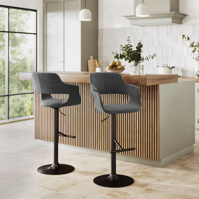 Lakyia Swivel Upholstered Adjustable Height Counter Stool with Metal Frame