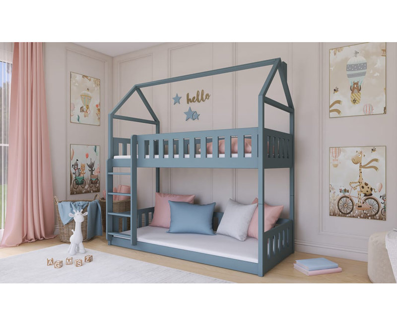 Nene 90 X 190cm Bunk Bed House Beds, Grey