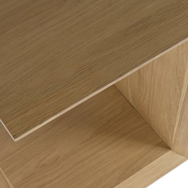 Table d'appoint en bois biseauté Bilal, Marron clair