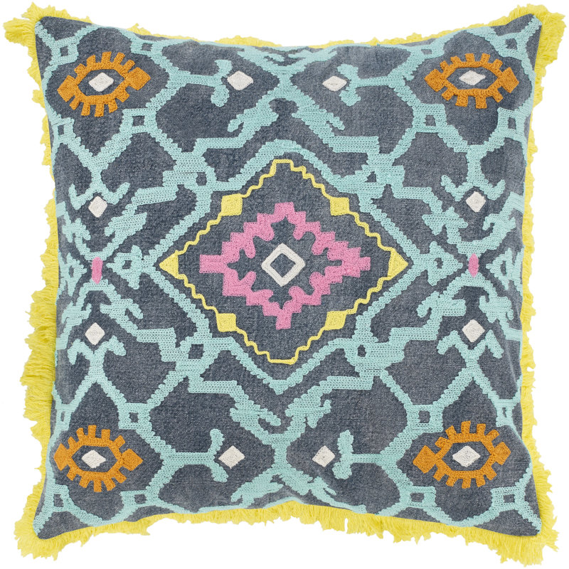 Kiko Geometric Cotton Throw Pillow, 18" x 18", Down