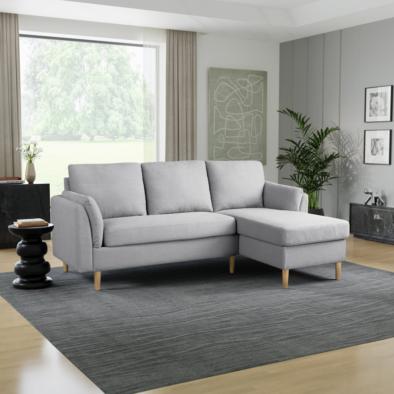 Canapé modulaire à méridienne réversible 83,5 po Sunny, Polyester gris clair
