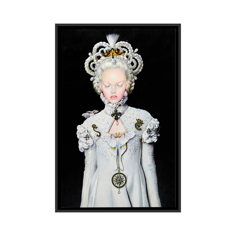 «Moon Moth Pounou Queen», impression sur toile, H 26 po x l 18 po x P 1,5 po, Toile avec cadre noir, Pas de tapis
