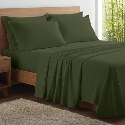 100% Organic Viscose From Bamboo Sheets Set, 300 Thread Count, 3-pc Set, Luxury Cooling Sheets, Deep Pockets - Gift-Ready Packaging, Twin Size (Green)