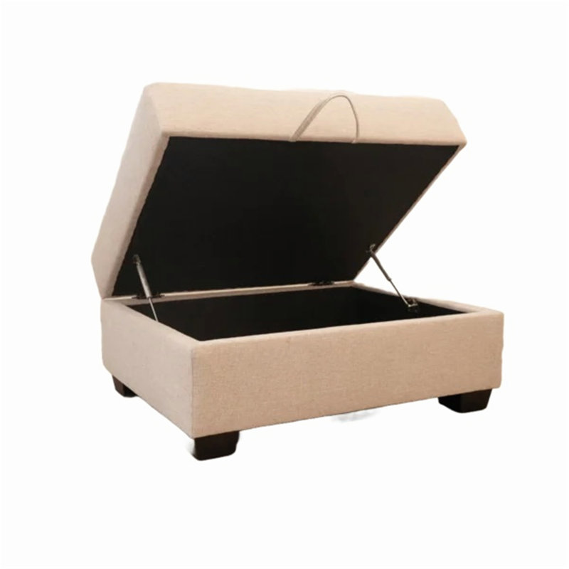 Repose-pieds avec rangement Marzella, Tissu beige