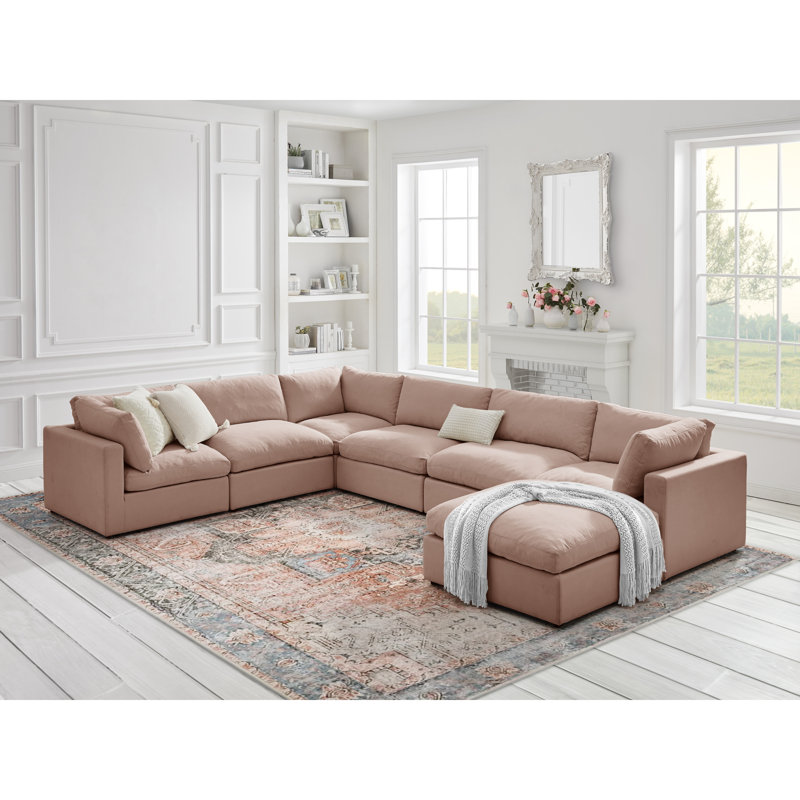 Canapé modulaire en U rembourré Elegance Judith, Rose