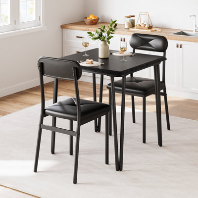 Ensemble de table de salle à manger pour 2 - Table de cuisine avec chaises rembourrées pour la cuisine et les petits espaces (foncé, table avec 2 chaises)