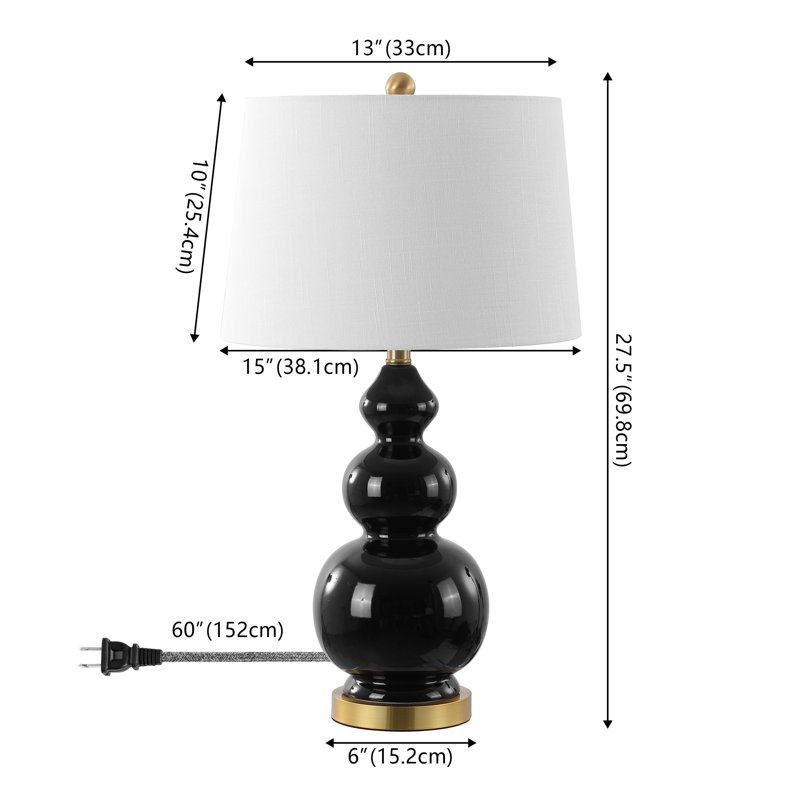 Erbe Ceramic Table Lamp, Black/Gold