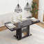 Table de salle à manger rectangulaire moderne de 47,24 à 63 po, extensible, avec plateau de table noir imprimé et pieds de table de rangement -1246551439