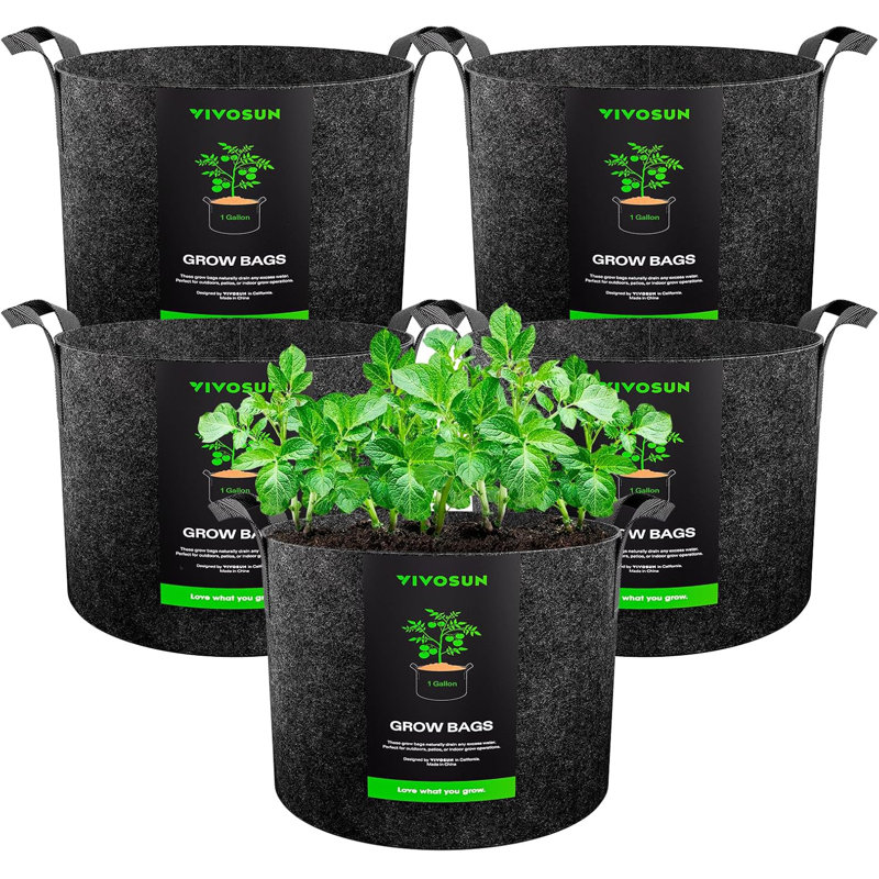 Heavy Duty Thickened Plant Grow Bags, 8'' H X 6'' L X 6'' D
