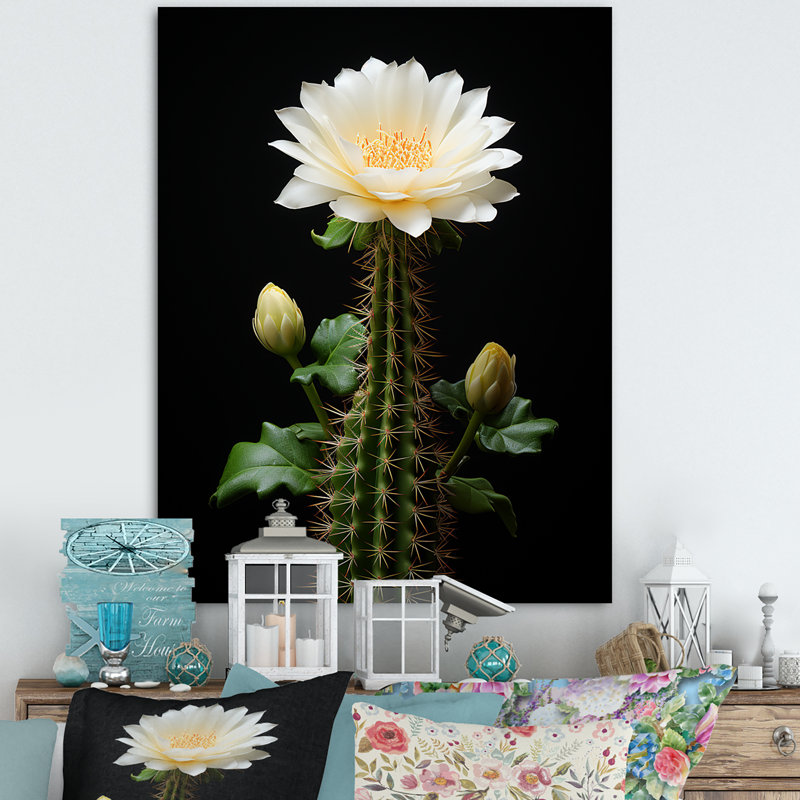 «Cactus Ivory Isolation II», reproduction sur toile, H 32 po x l 16 po x P 1 po, Toile tendue