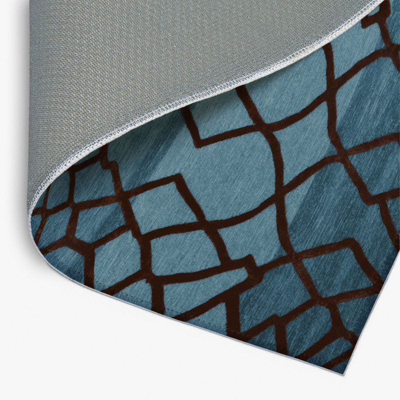 Trellis Blue Indoor and Outdoor Area Rug, Rectangle 8' x 10'