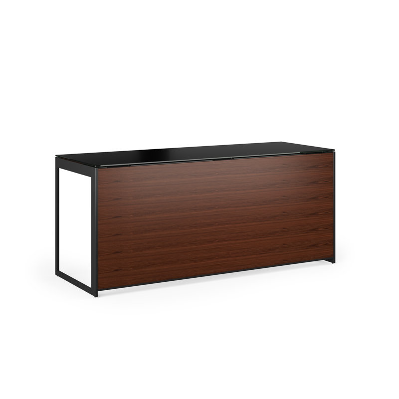 Sequel 20 Glass Writing Desk, 24.75" H x 66" W x 24" D, Chocolate Stained Walnut/Black