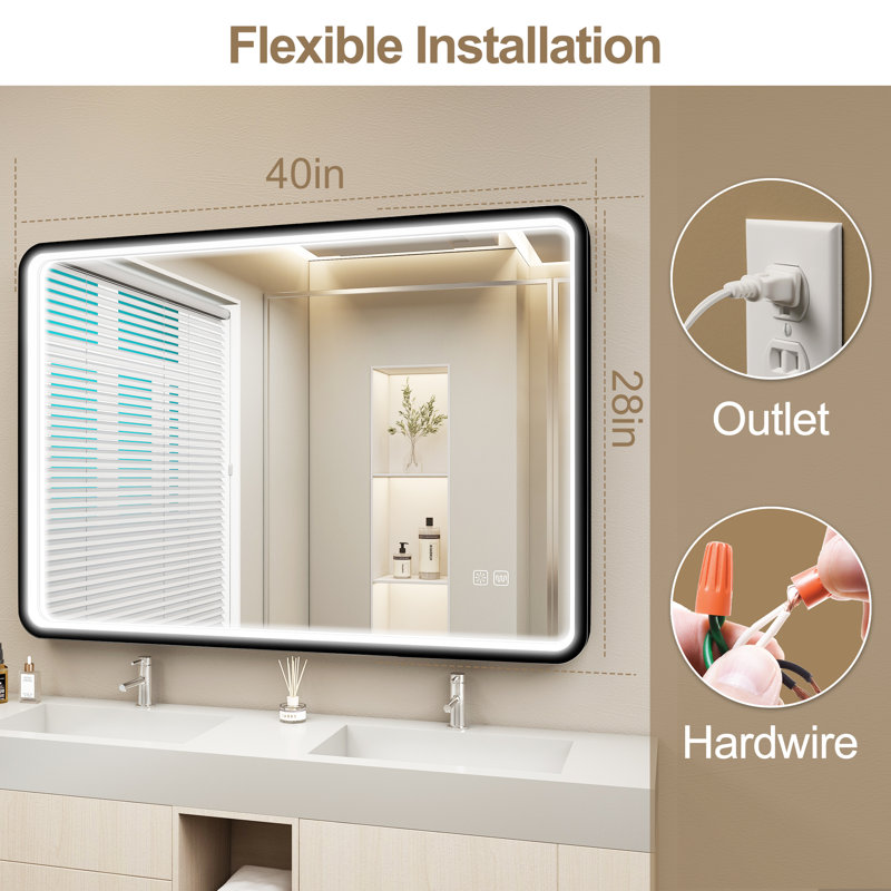 Illuminez votre salle de bain avec notre miroir d'éclairage DEL exquis, 40 po x 28 po