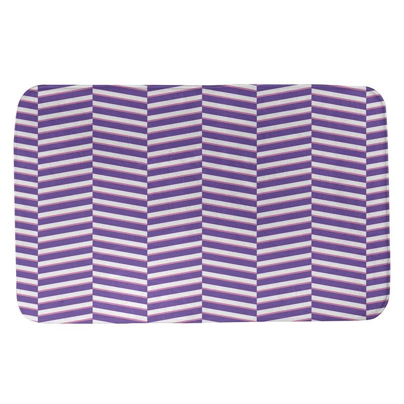 Tapis de bain à rayures rectangulaires anti-dérapant fractures, l 17 po x L 24 po, Mauve / Rose