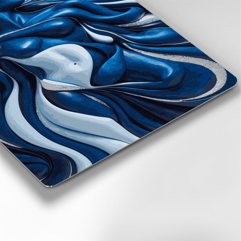 Art mural abstrait en métal bleu figuratif abstrait 12, H 20 po x l 24 po