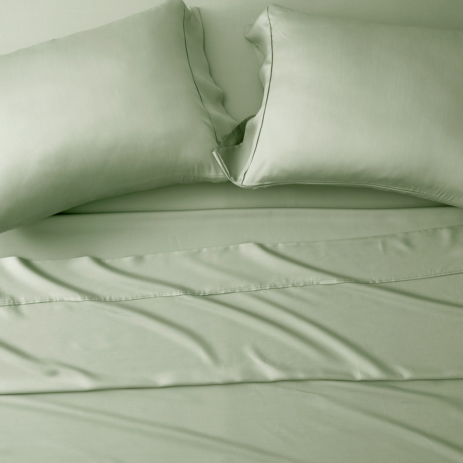 Tencel Sheet Set 4 Pieces, Sage Tea Green, Queen Sheet Set + 1 Fitted Sheet + 2  Pillowcases