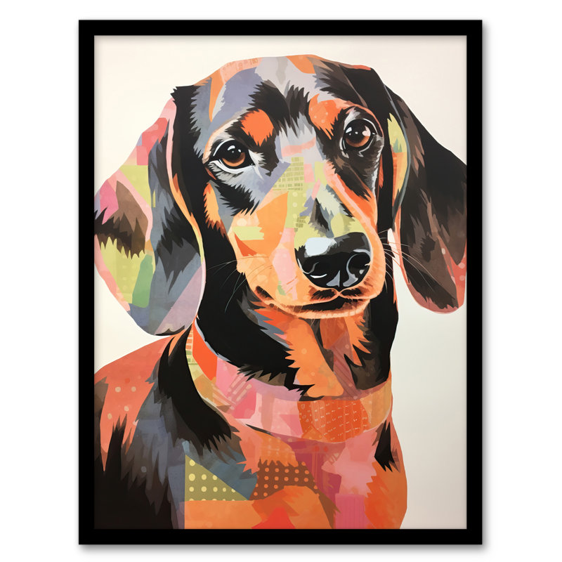 Patchwork Pastel Dachshund Collage - Single Picture Frame Print