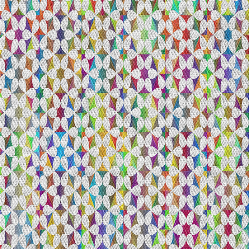 Tapis rose/bleu/vert à motifs Borgey, Carré 4 pi