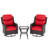 Adcox 2-Person Outdoor Patio Conversation Rattan Sets With Side Table,2 Swivel Chairs and Red Cushions-470597478